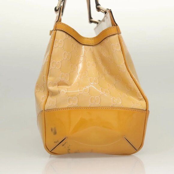 GUCCI GG Canvas Hand Bag Enamel Yellow Gold - Picture 3 of 15